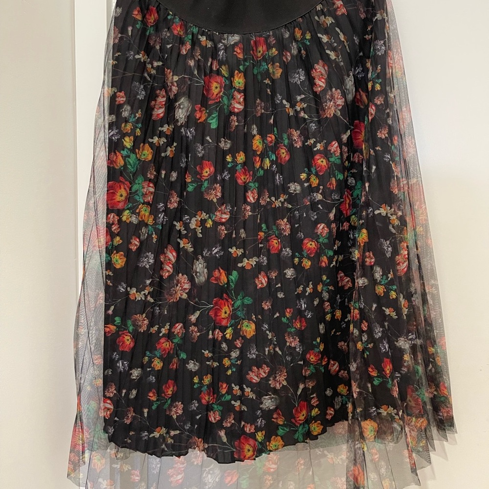 H&M Floral Midi Pleated Skirt